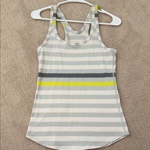 lululemon athletica Striped Racerback Tank in Gray, White & Yellow